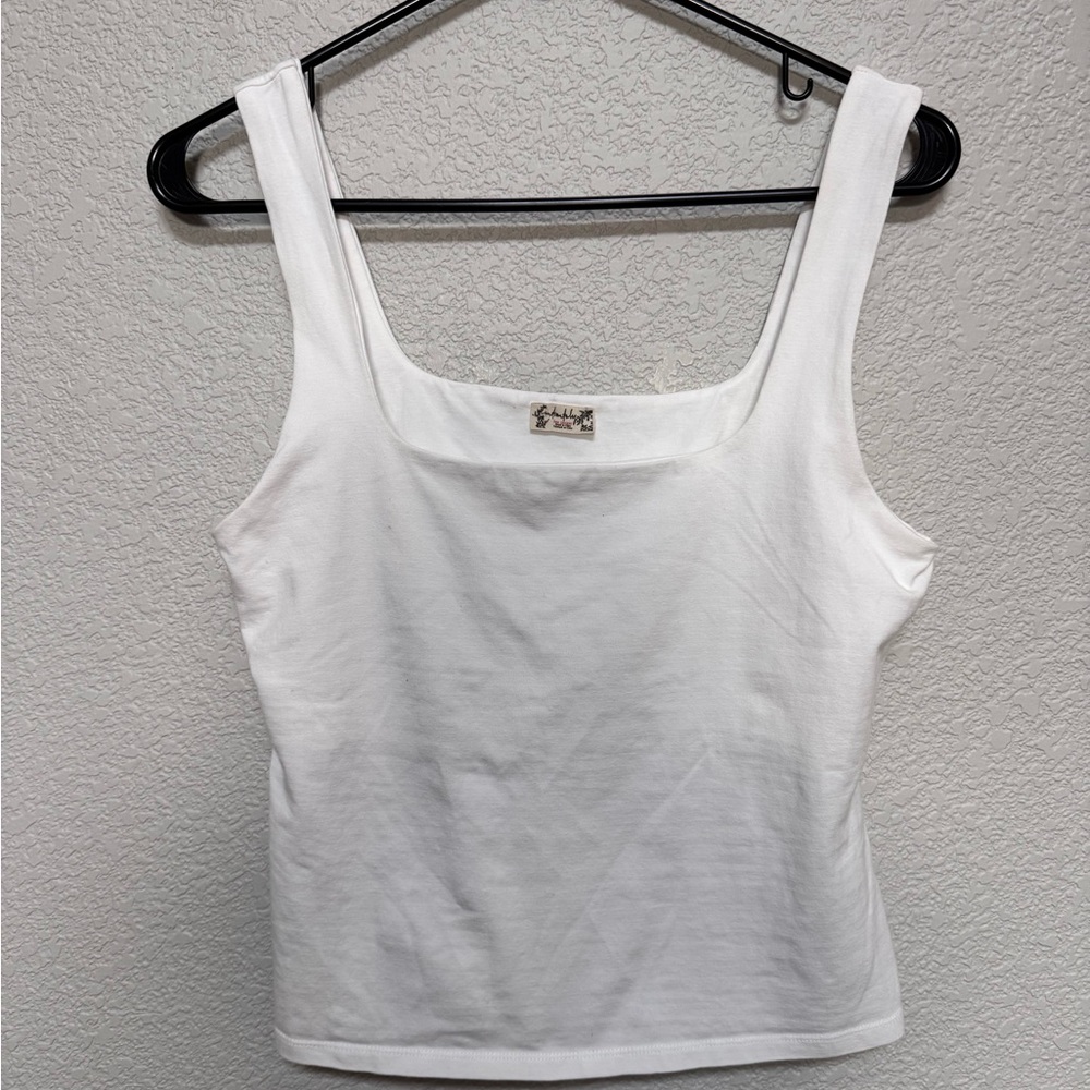 Free People White Square-Neck Tank Top
